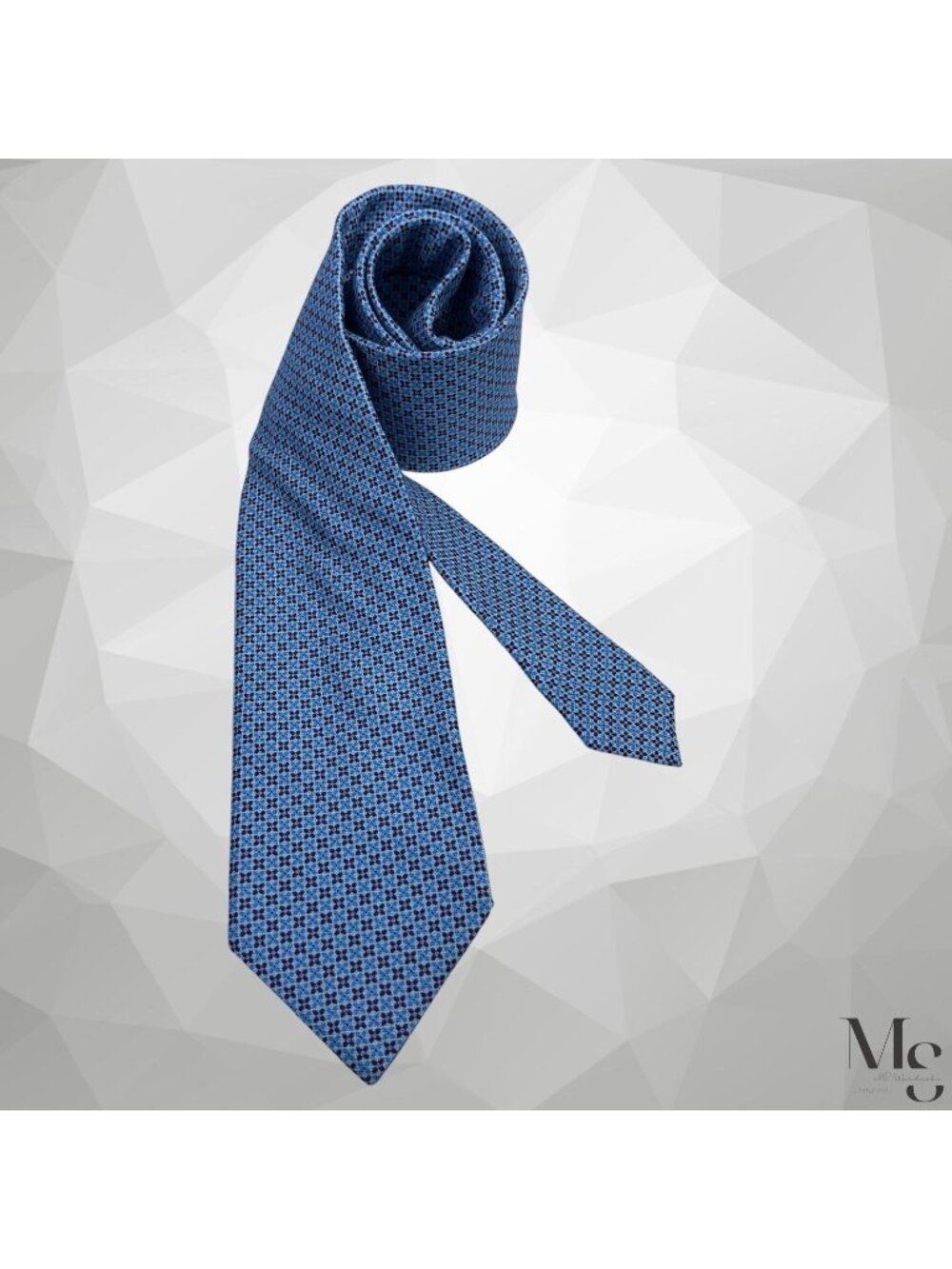 ETON Blue Purple Geometric Floral Luxury Cotton Blend Tie Made Italy 60”-3" EUC